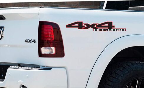 2 x Black and Blue 4X4 Off Road 2 Color Block Outline Vinyl Decals Fits Dodge Ram in Saudi Arabia