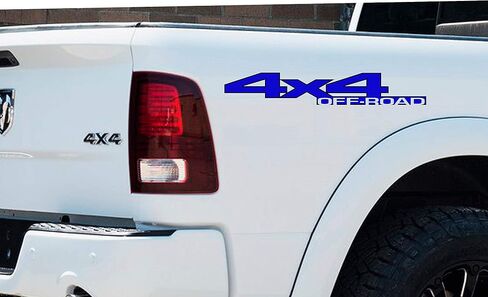 2 x Black and Blue 4X4 Off Road 2 Color Block Outline Vinyl Decals Fits Dodge Ram in Saudi Arabia