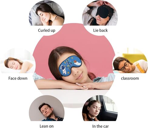 Space Themed Eye Mask for Boys Kids, Space is Calling Colorful Cute Astronaut Silk Blackout Eye Mask for Sleeping, Space Planet Kids Boys Sleep Mask Adjustable Straps Soft Lightweight in Kuwait