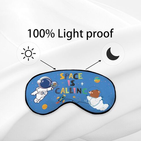 Space Themed Eye Mask for Boys Kids, Space is Calling Colorful Cute Astronaut Silk Blackout Eye Mask for Sleeping, Space Planet Kids Boys Sleep Mask Adjustable Straps Soft Lightweight in Kuwait