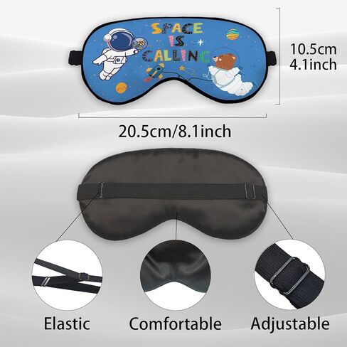 Space Themed Eye Mask for Boys Kids, Space is Calling Colorful Cute Astronaut Silk Blackout Eye Mask for Sleeping, Space Planet Kids Boys Sleep Mask Adjustable Straps Soft Lightweight in Kuwait