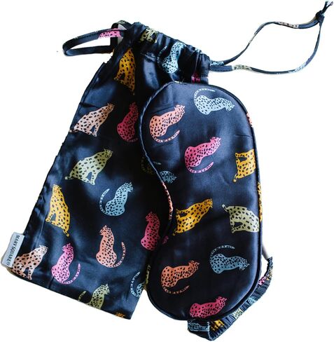 Mary Square Leader of The Pack Blue Leopard 8.5 x 4 Polyester Sleep Mask in Saudi Arabia