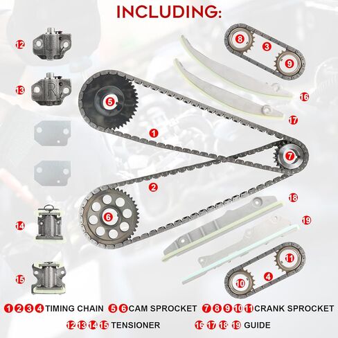 مجموعة سلسلة توقيت محرك PUENGSI، مجموعة سلسلة توقيت متوافقة مع 2001 Ford Mustang 4.6L DOHC استبدال # F3LY6268A in Kuwait