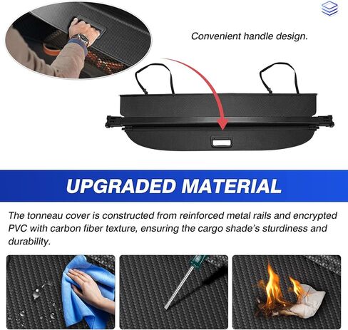 غطاء الحمولة لسيارة فولفو XC60 2010-2017، غطاء صندوق السيارة مع خطافات لملحقات فولفو XC60 - ظل درع أمان قابل للسحب... in Kuwait