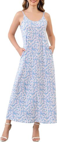 Aphratti Womens Long Nightgowns Summer Casual Sexy Sleeveless Sleepshirts Sleepwear Lounge Pajama Maxi Dresses in Saudi Arabia