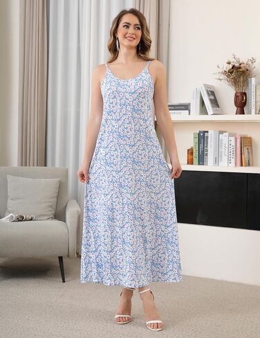 Aphratti Womens Long Nightgowns Summer Casual Sexy Sleeveless Sleepshirts Sleepwear Lounge Pajama Maxi Dresses in Saudi Arabia