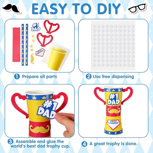مجموعة Fuyoooo 24 مجموعة من الحرف اليدوية لعيد الأب للأطفال DIY أفضل حرفة كأس للأب في العالم اصنع بنفسك هدايا جماعية لأنشطة الفصول الدراسية المدرسية وحفلات عيد الأب المنزلية in Kuwait
