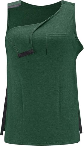 iWoo Post Surgery Tank Tops for Women/Men Mastectomy Shoulder Tearaway Snap Shirts Button Up Rotator Cuff Chemo Recovery in Saudi Arabia