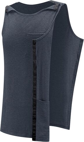 iWoo Post Surgery Tank Tops for Women/Men Mastectomy Shoulder Tearaway Snap Shirts Button Up Rotator Cuff Chemo Recovery in Saudi Arabia