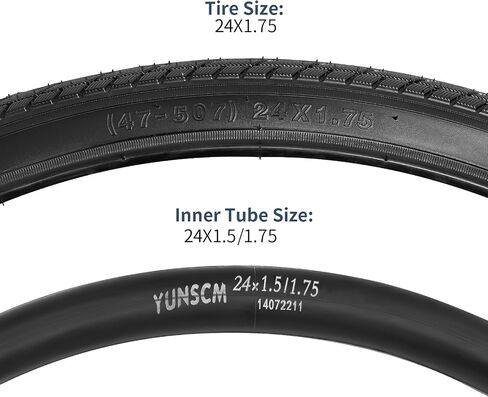 إطارات دراجة YUNSCM مقاس 24 بوصة مقاس 24 × 1.75/47-507 و24 بوصة صمام شريدر لأنابيب الدراجة متوافق مع إطارات وأنابيب الدراجة مقاس 24 × 1.50 24 × 1.75 24 × 1.90 24 × 1.95 (P-1024) in Saudi Arabia