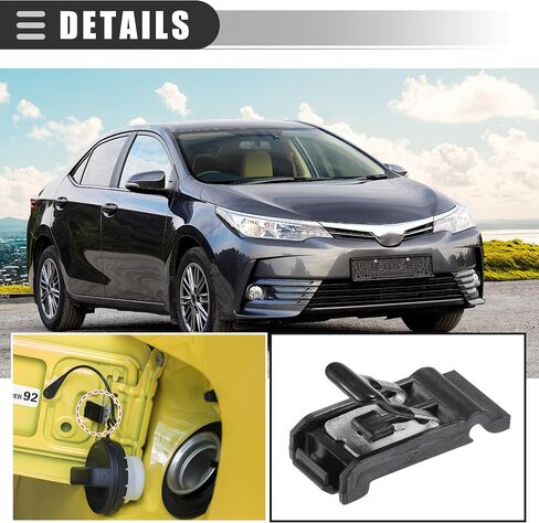 مشبك زنبركي لباب الوقود من Motoforti، مشبك زنبركي لغطاء باب خزان الوقود الغازي، لسيارة Toyota Corolla 2003-2006، معدن بلاستيكي، رقم 773600R010، أسود in Saudi Arabia