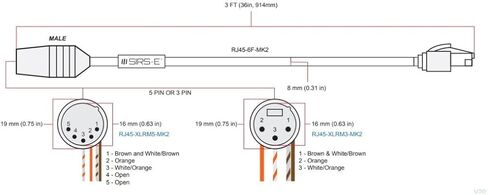 SIRS-E Heavy Duty DMX XLR 3 Pin Male to RJ45 Male 3Ft Cable Adapter for LED Lighting DMX512 Decoders in Saudi Arabia