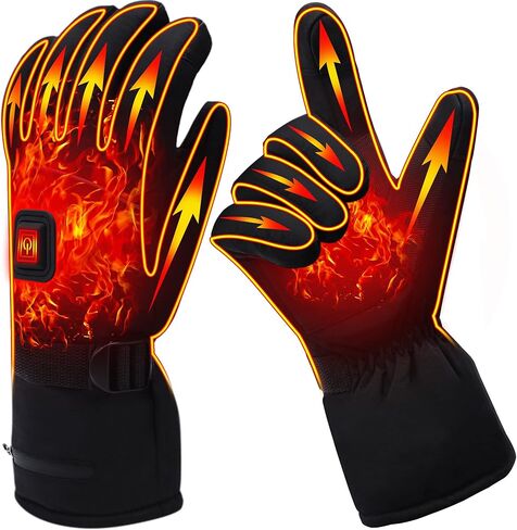 Electric Heated Gloves Rechargeable Battery Heated Thermal Gloves for Men Women,7.4V Touchscreen Waterproof Windproof Heated Gloves for Hiking Skiing,Outdoor Indoor Portable Battery Hand Warmer Gloves in Saudi Arabia