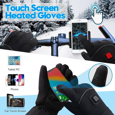 Electric Heated Gloves Rechargeable Battery Heated Thermal Gloves for Men Women,7.4V Touchscreen Waterproof Windproof Heated Gloves for Hiking Skiing,Outdoor Indoor Portable Battery Hand Warmer Gloves in Saudi Arabia