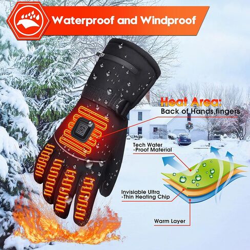 Electric Heated Gloves Rechargeable Battery Heated Thermal Gloves for Men Women,7.4V Touchscreen Waterproof Windproof Heated Gloves for Hiking Skiing,Outdoor Indoor Portable Battery Hand Warmer Gloves in Saudi Arabia