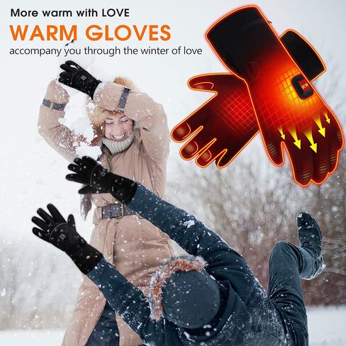 Electric Heated Gloves Rechargeable Battery Heated Thermal Gloves for Men Women,7.4V Touchscreen Waterproof Windproof Heated Gloves for Hiking Skiing,Outdoor Indoor Portable Battery Hand Warmer Gloves in Saudi Arabia