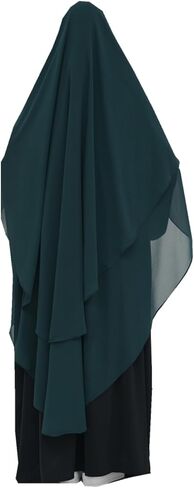 Women's Elegant Muslim 2 Layer Chiffon Long Khimar Ramadan Soft Lightweight Abaya Jilbab Eid Prayer Garment Wrap Hijab in Saudi Arabia