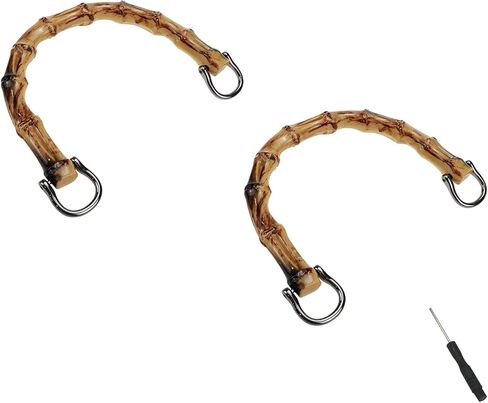 Geesatis قطعتان من مقابض حقائب اليد من الخيزران ومقابض حقائب يد بلون محروق على شكل حرف U لصنع الحقائب، مع إبزيم معدني أسود in Kuwait