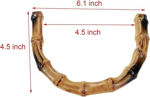 Geesatis قطعتان من مقابض حقائب اليد من الخيزران ومقابض حقائب يد بلون محروق على شكل حرف U لصنع الحقائب، مع إبزيم معدني أسود in Kuwait