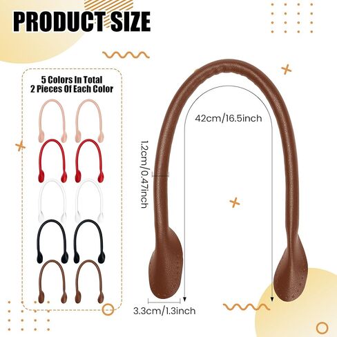 MEABEN 10 قطع من مقبض حقيبة جلدية PU، حزام حقيبة يد، مقابض محفظة جلدية، مقابض بديلة لأشرطة الحقيبة، ملحقات حقيبة لحقيبة اليد/حقائب الكتف/حقيبة الظهر/صناعة المحفظة، متعدد الألوان 42 سم in Kuwait