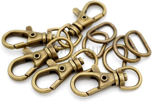 Craftmemore دوارة الزناد المفاجئة السنانير محفظة Landyard كليب جراد البحر المشابك مع حلقات D 10 مجموعات KSD (النحاس العتيق) in Saudi Arabia
