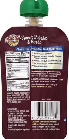 Earth's Best, Organic Baby Food, Stage 2, Sweet Potatoes & Beets, 3.5 oz Pouch in Saudi Arabia