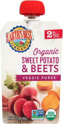 Earth's Best, طعام أطفال عضوي، المرحلة 2، البطاطا الحلوة والبنجر، كيس 3.5 أونصة in Kuwait