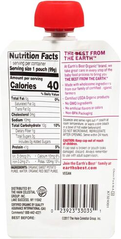 Earth's Best, طعام أطفال عضوي، المرحلة 2، البطاطا الحلوة والبنجر، كيس 3.5 أونصة in Kuwait