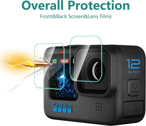 GeeRic Screen Protectors Compatible with GoPro Hero 12/11/10/9, 6 Pack Screen and Lens Protector Films, 0.3mm 9H Hardness Tempered Glass Protector in Kuwait