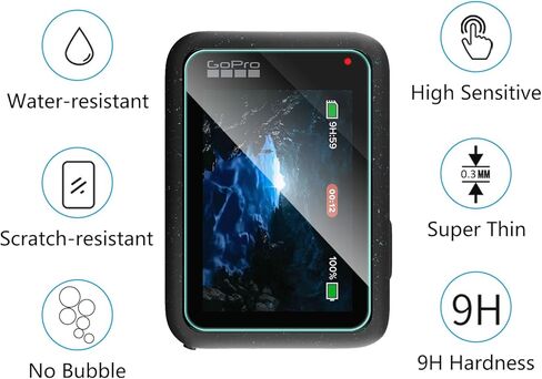 GeeRic Screen Protectors Compatible with GoPro Hero 12/11/10/9, 6 Pack Screen and Lens Protector Films, 0.3mm 9H Hardness Tempered Glass Protector in Kuwait