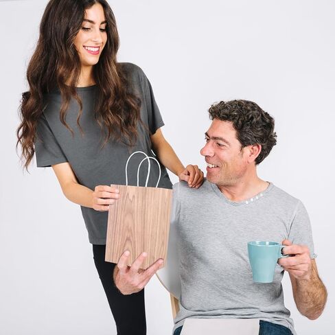 SHIQIKEJIPTY 12 حزمة من أكياس الهدايا السائبة حقيبة الحفلات أكياس ورق كرافت بنية مع مقابض 5.9 بوصة × 3.1 بوصة × 8.3 بوصة لوازم حفلات الخشب الحبوب حقيبة حلوى الطفل الورقية لحفلات أعياد الميلاد وحفلات الزفاف (حبوب الخشب البني الداكن) in Kuwait