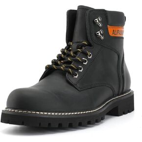 ALIPASINM Mens Soft Toe Work Leather Boots for Construction Rubber Sole Work Boots for Men