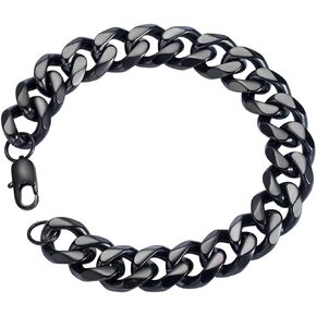 SANNYRA 18k Real Gold Plated Curb Cuban Chain Bracelet Stainless Steel Link Bracelet for Men