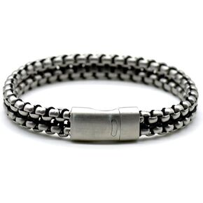Masculine Men’s Chain Bracelet Stainless Steel Titanium Retro Hand Wrist Link Bracelet, 20.5cm (8.07 inch)