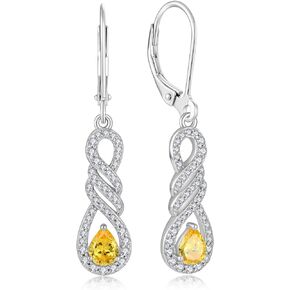 Infinity Dangle Drop Leveback Earrings for Women 925 Sterling Silver 5A Cubic Zirconia Birthstone Fine Jewelry Twisted Birthday Christmas Day Gifts for Mother Daughter Wife Mom Girlfriend Her