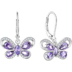 Butterfly Earrings for Women 925 Sterling Silver Birthstone Butterfly Earring for Jewelry Gifts