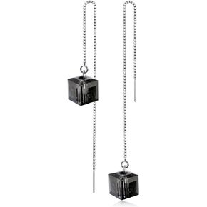 AllenCOCO Threader Earrings for Women Hypoallergenic 925 Sterling Silver Long Dangle Earrings Austria Crystals Drop Earrings
