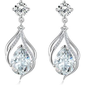 Silver Dangle Drop Earrings for Women, Cubic Zirconia Teardrop Earrings, Diamond Drop Earrings Bridal Wedding Earrings Jewelry Gift