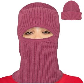 Knitted Balaclava Hat Thick Warm Winter Beanie Hat for Unisex Long Face Mask Ski Mask