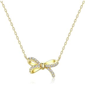 Pendant Necklace for Women, 925 Sterling Silver 14K Gold Plated Cubic Zirconia Jewelry