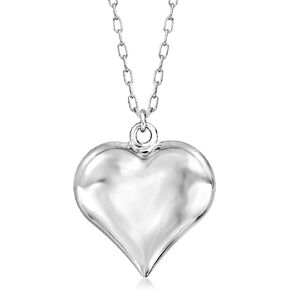 Ross-Simons Italian Sterling Silver Heart Pendant Necklace. 18 inches