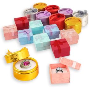 Qpower 16 قطعة هدايا صغيرة مربعة الشكل دائرية ومربعة صناديق هدايا صغيرة لخاتم أقراط مجوهرات in Kuwait