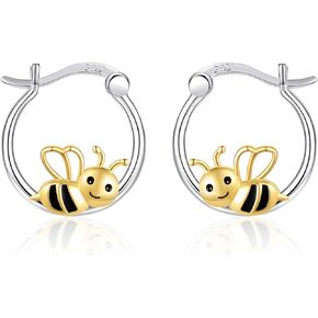 Bee/Ladybug Earrings for Women Sterling Silver Cute Insect Hoop Earrings Jewelry Gifts for Women Mom Daughter Wife