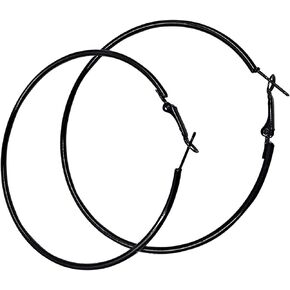 Black Hoop Earrings Thin Hoop Earrings Black Hoops 3 Inch
