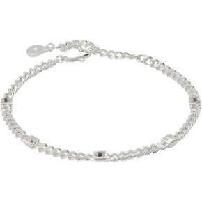 Alex and Ani AA7398234SS,Birthstone Curb Chain Bracelet,Shiny Silver,White,April, Bracelets