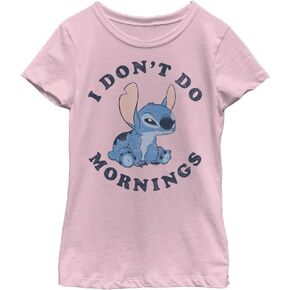 Disney Lilo Stitch Mornings Girl's Solid Crew Tee