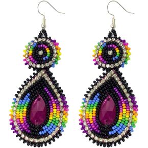 Handmade Glass Seed Beaded Teardrop Earrings