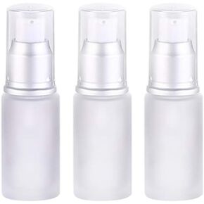 3Pcs 15ML 0.5OZ Refillable Upscale Translucent Frosted Glass Travel Lotion Pump Bottle Dispense Empty Toiletry Travel Bottles Cosmetic Container Jar Vial for Cream Cosmetic Foundation etc