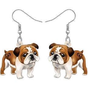 Acrylic Cute British Bulldog Dog Earrings Dangle Drop Puppy Pets Jewelry Gifts for Women Girls Kids Dog Lovers Charms Party Favors