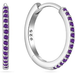925 Sterling Slver Hoop Earrings-Halo Huggie Earrings Birthstone Hoops Jewelry Gift fr Women